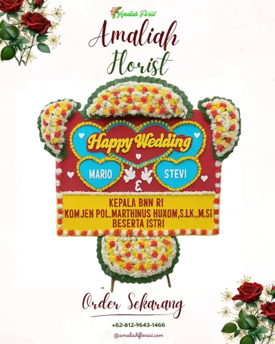 Karangan Papan Bunga Pernikahan di Bubak
